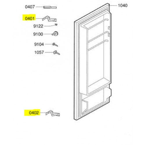 V-Zug kit charnière avec ressort supérieur/inférieur réfrigérateur