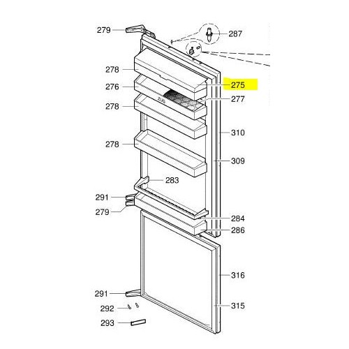 V-Zug couvercle compartiment transparent réfrigérateur